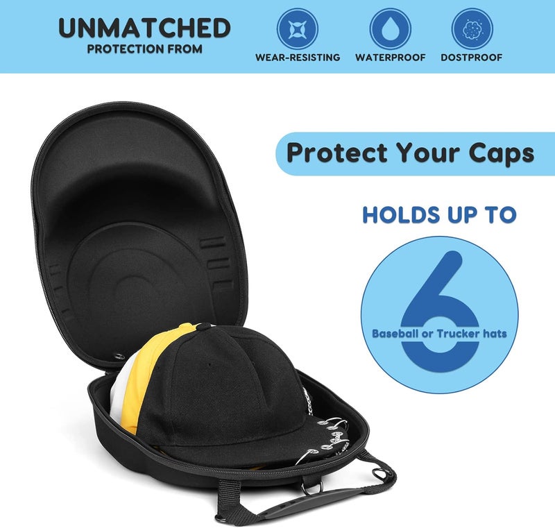 MOSLA Hat Case for Baseball Caps,Hat Carrier Travel Case Ball Cap Carrier Hat Box Organizer Carry On Hat Bag Backpack with Adjustable Shoulder Strap - Image 4